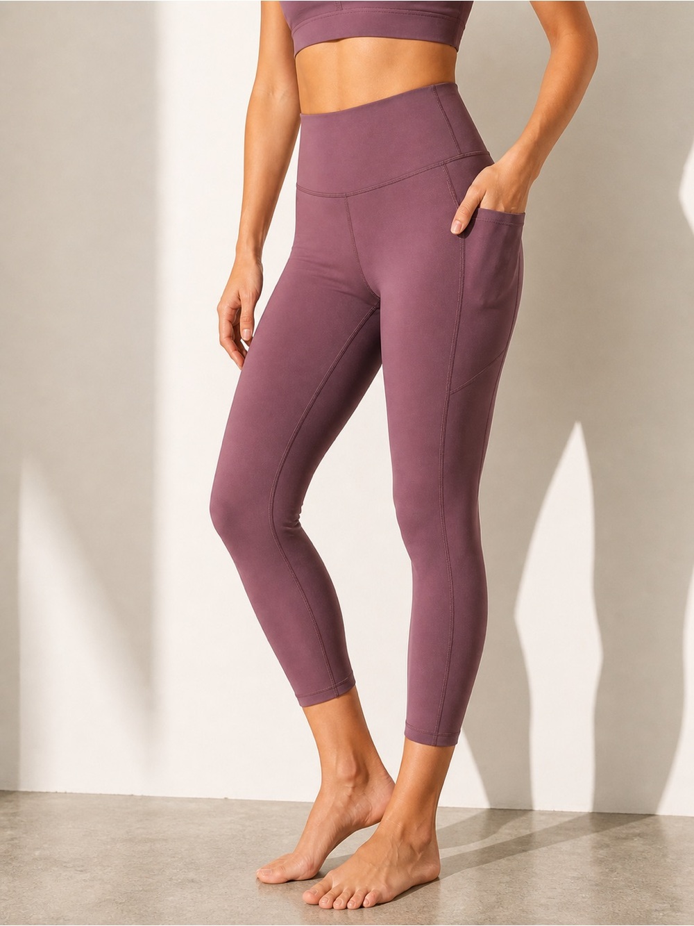 Athleta Salutation Stash Pocket High Rise Leggings Mauve Size S